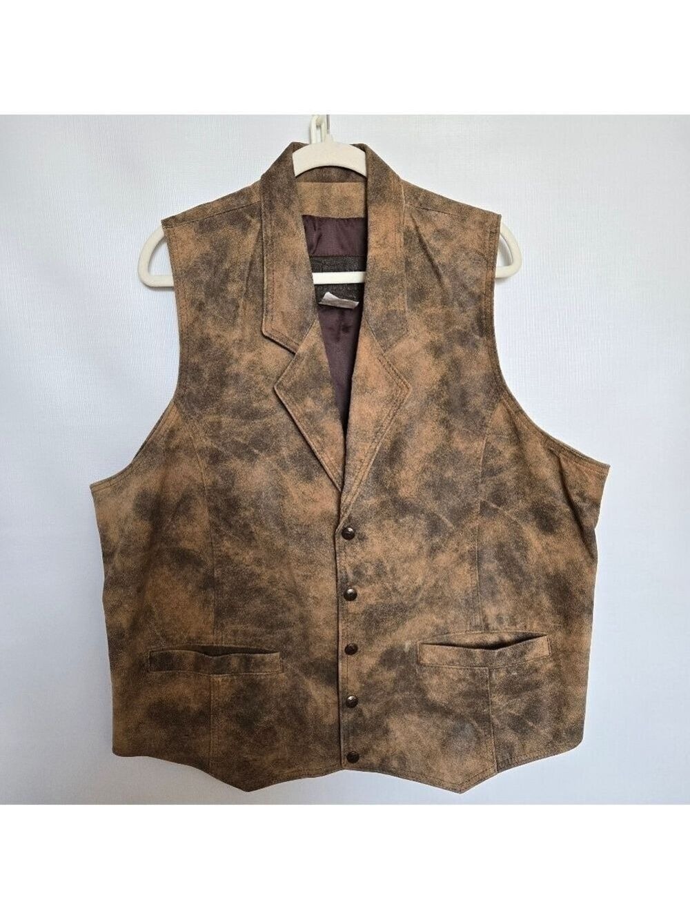 THE LEATHER RANCH MENS VEST RODEO COUNTRY WESTERN COWBOY STAGECOACH BROWN (4X)